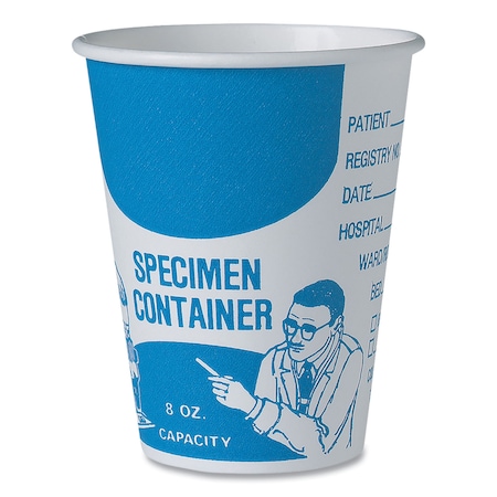 Dart Paper Specimen Cups, 8 oz, Blue/White, PK1000 SC378-3008
